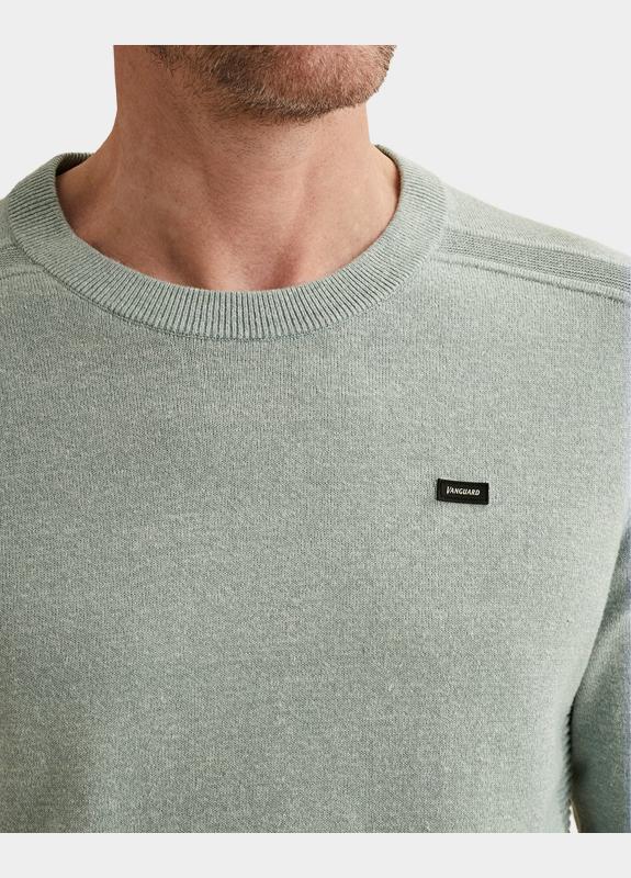 Vanguard Pullover Blauw Crewneck cotton linen blend VKW2602300/5144