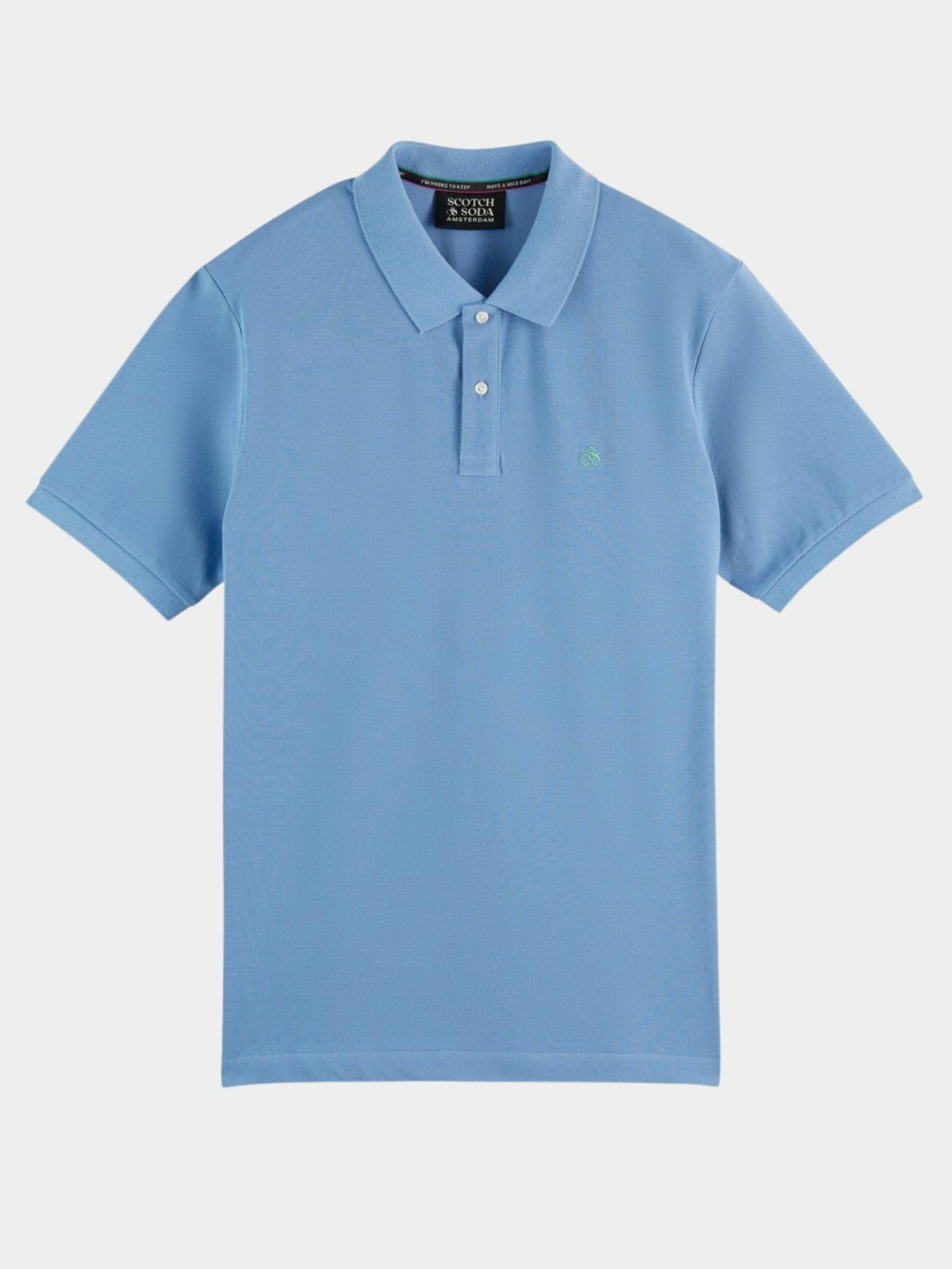 Scotch & Soda Polo korte mouw Blauw Classic pique polo in Organic 166080/0765