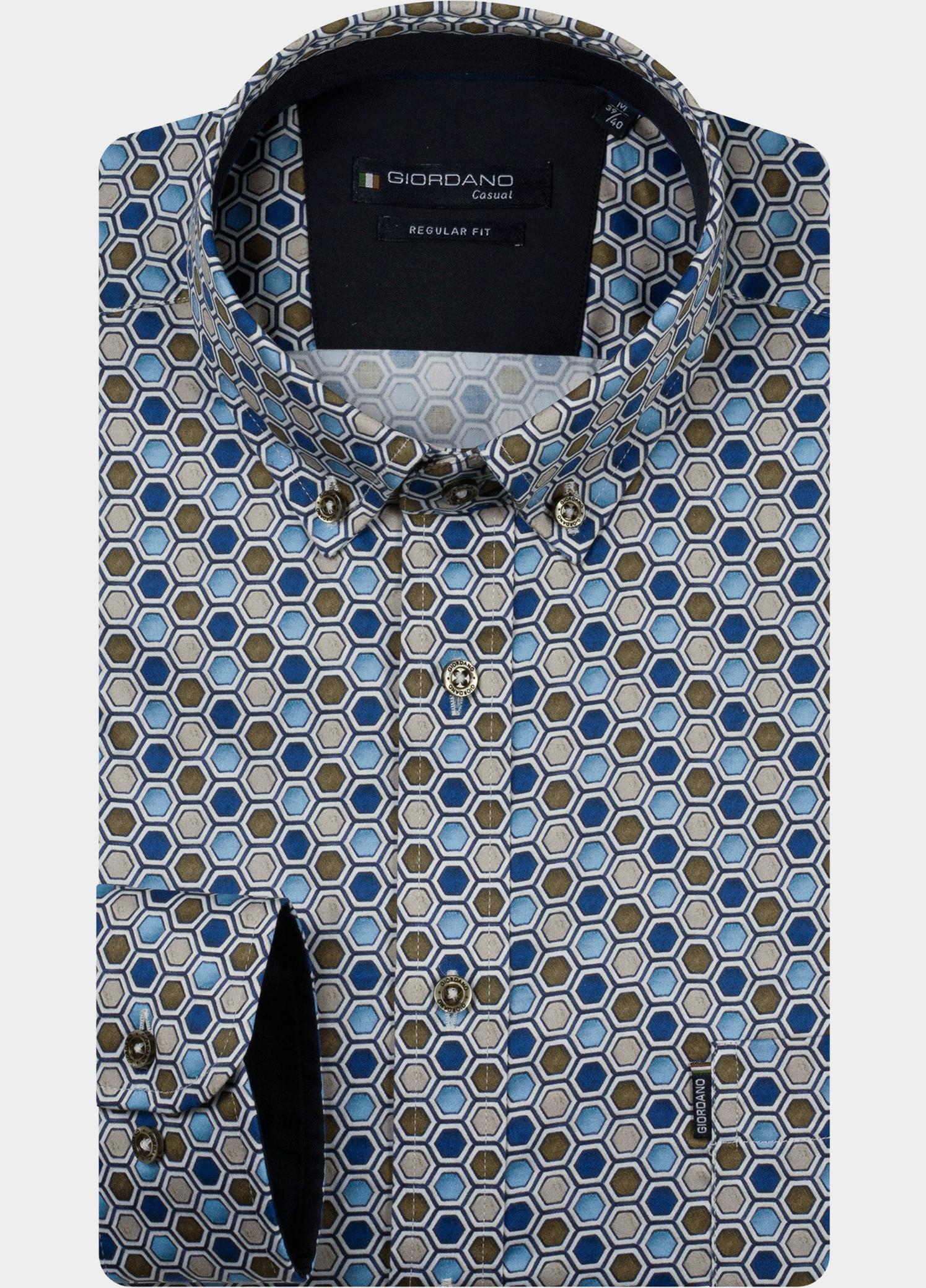 Giordano Overhemd heren Groen Dino Satin stretch geometric 627027/70