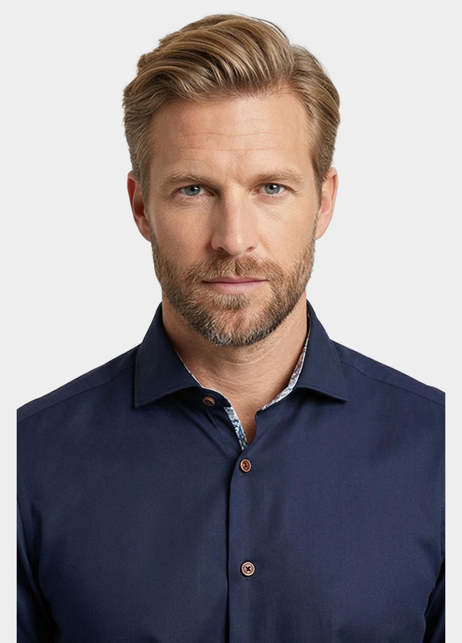 Giordano Overhemd heren Blauw Locarno Long Sleeve Semi Cuta 617864/60