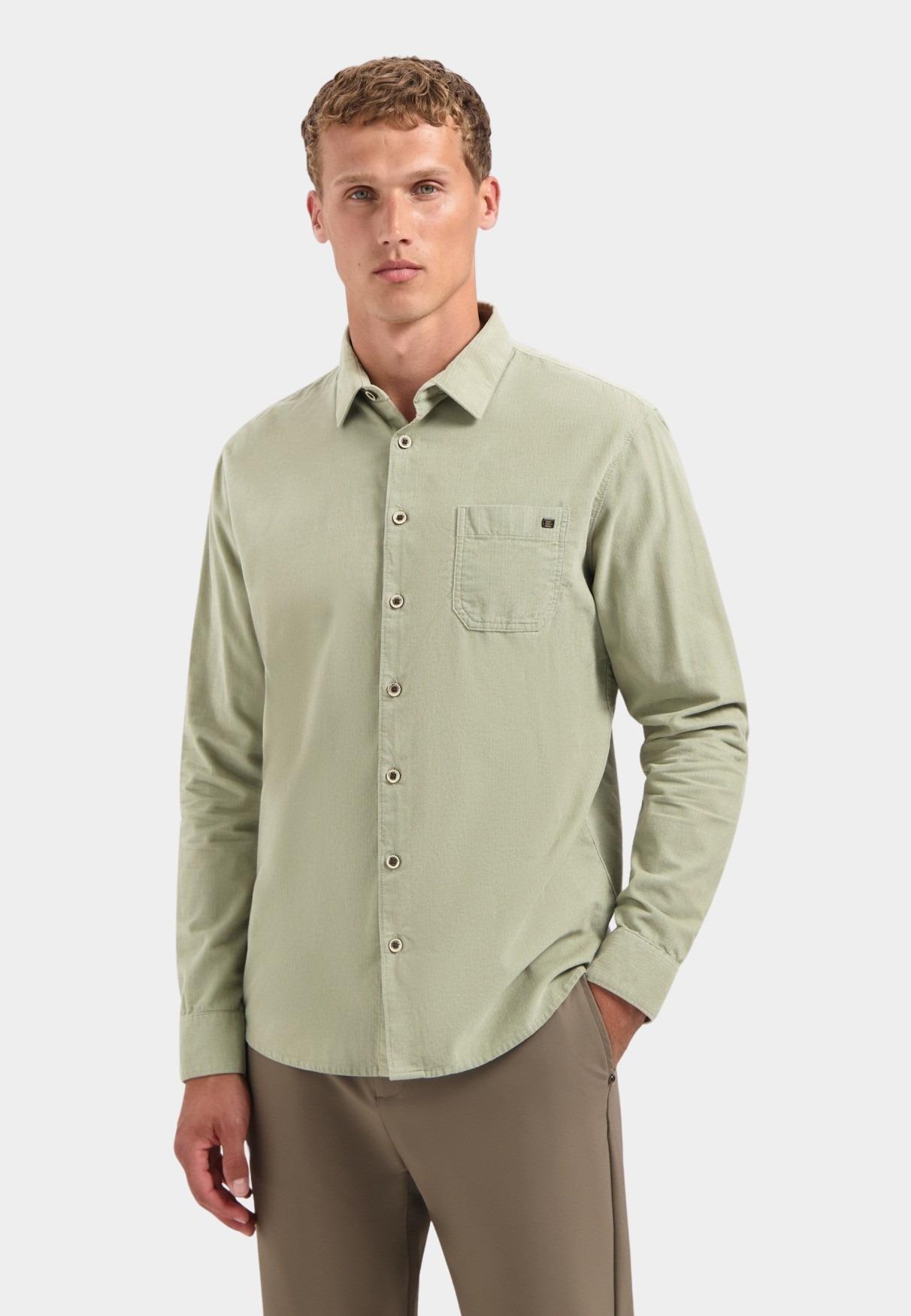 No Excess Casual hemd lange mouw Groen Shirt Solid Fine Herringbone 29430843/197