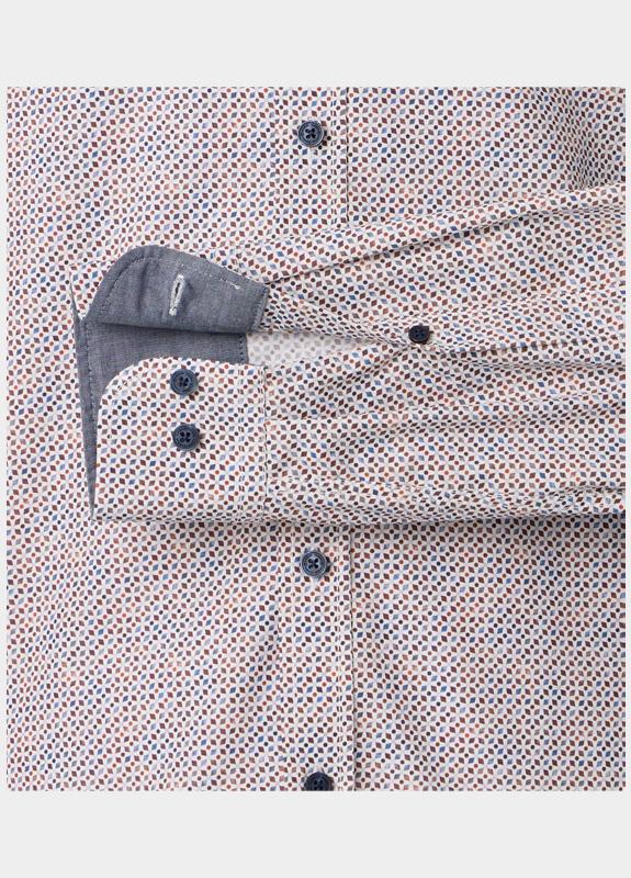 Casamoda Casual hemd lange mouw Bruin B.D. Casual Fit 454486400/200
