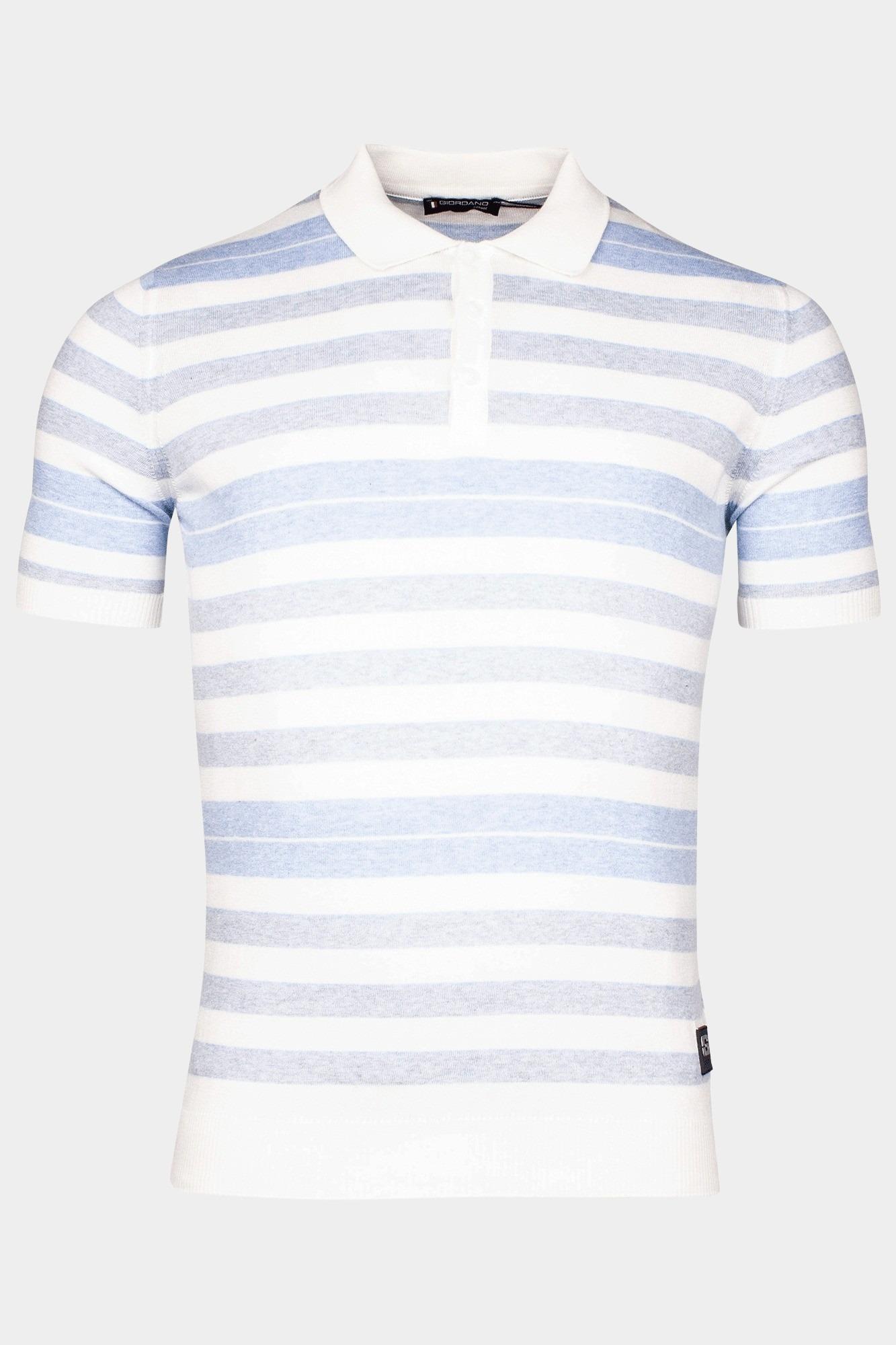 Giordano Polo korte mouw Blauw Silvan knitted polo Melange h 516594/60
