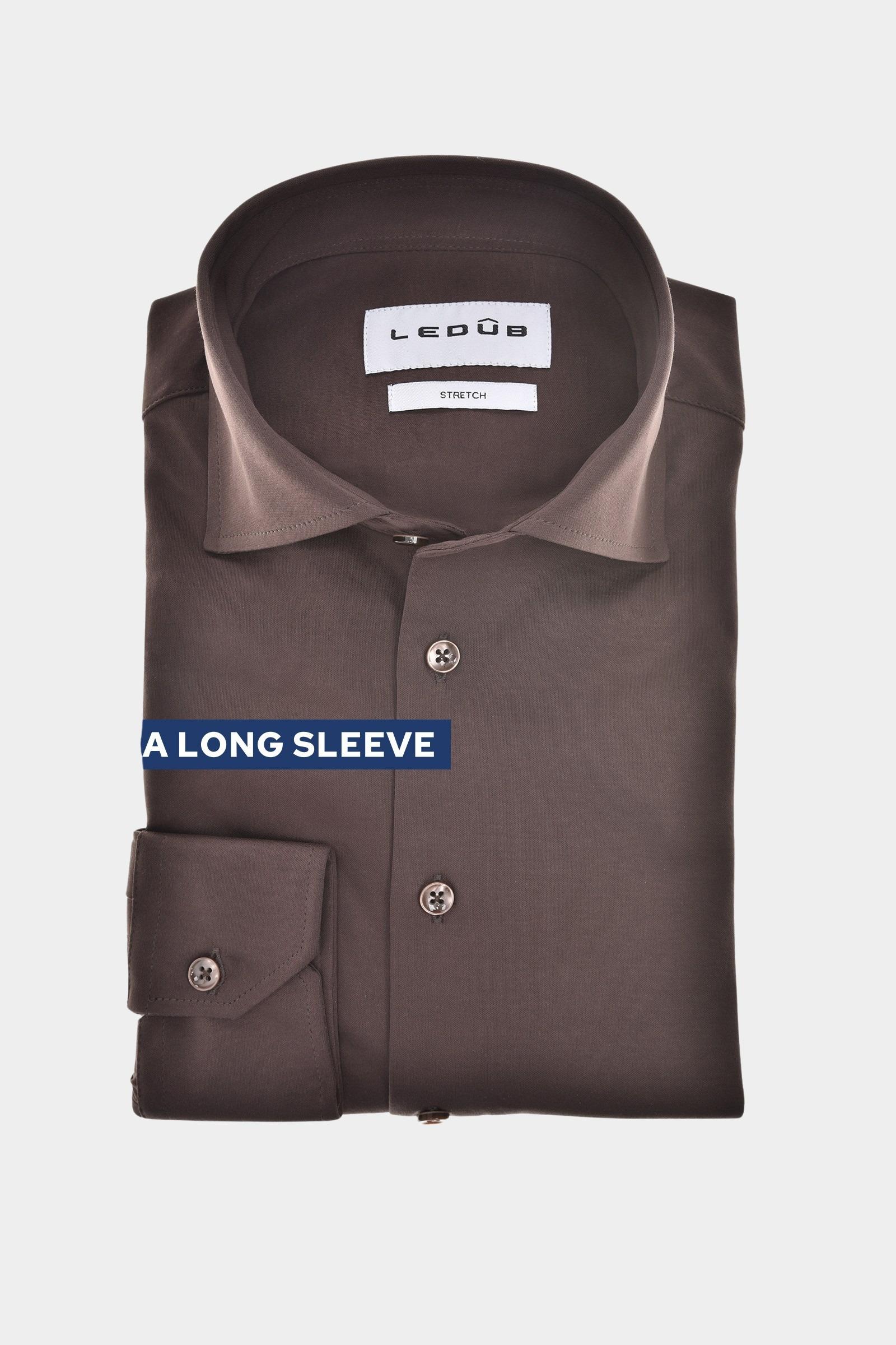 Ledub Overhemd extra lange mouw Bruin MFN7 0143118/680-000-000