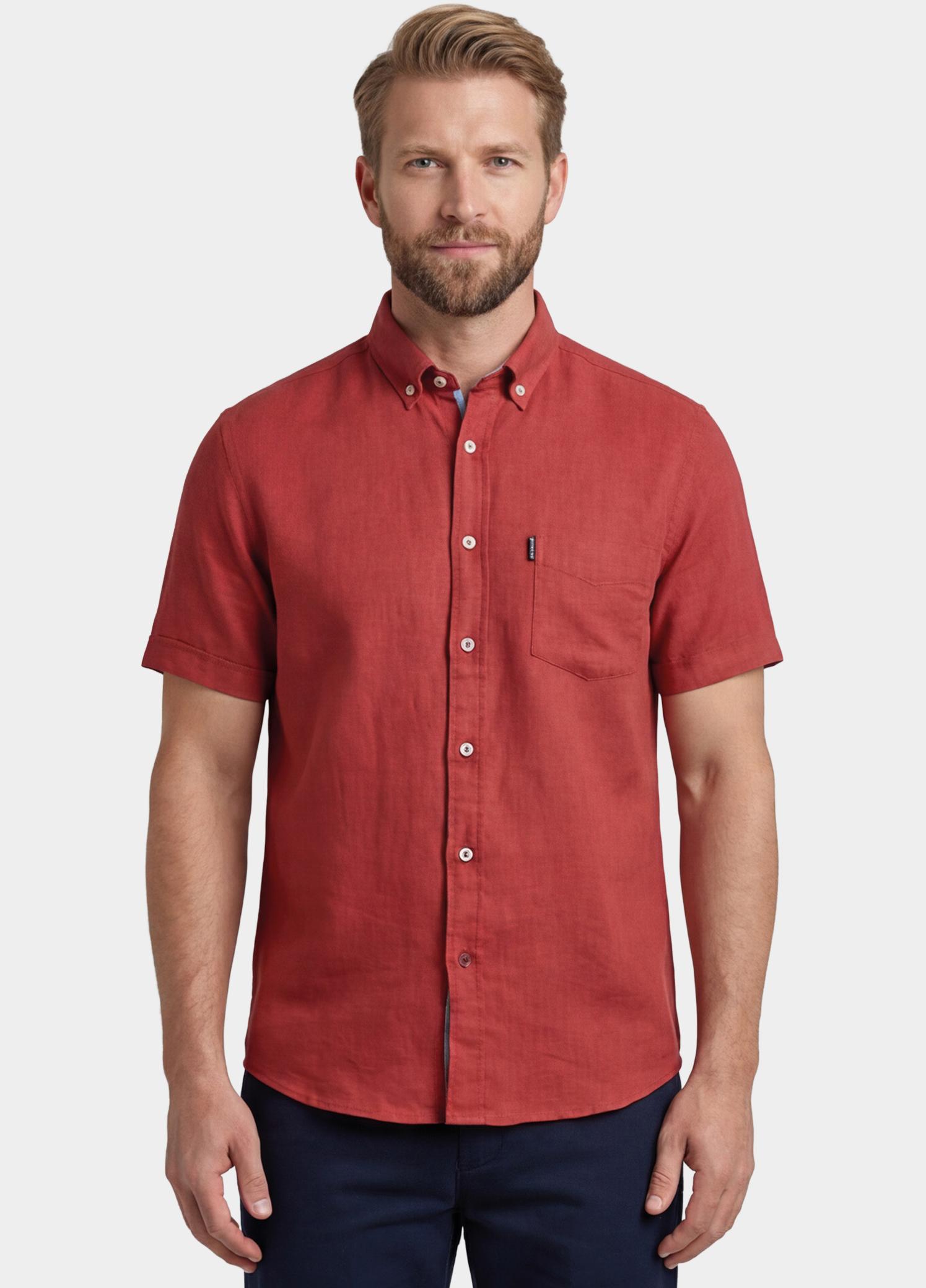 Giordano overhemd korte mouw heren Roze League Short Sleeve Button Do 616009/31