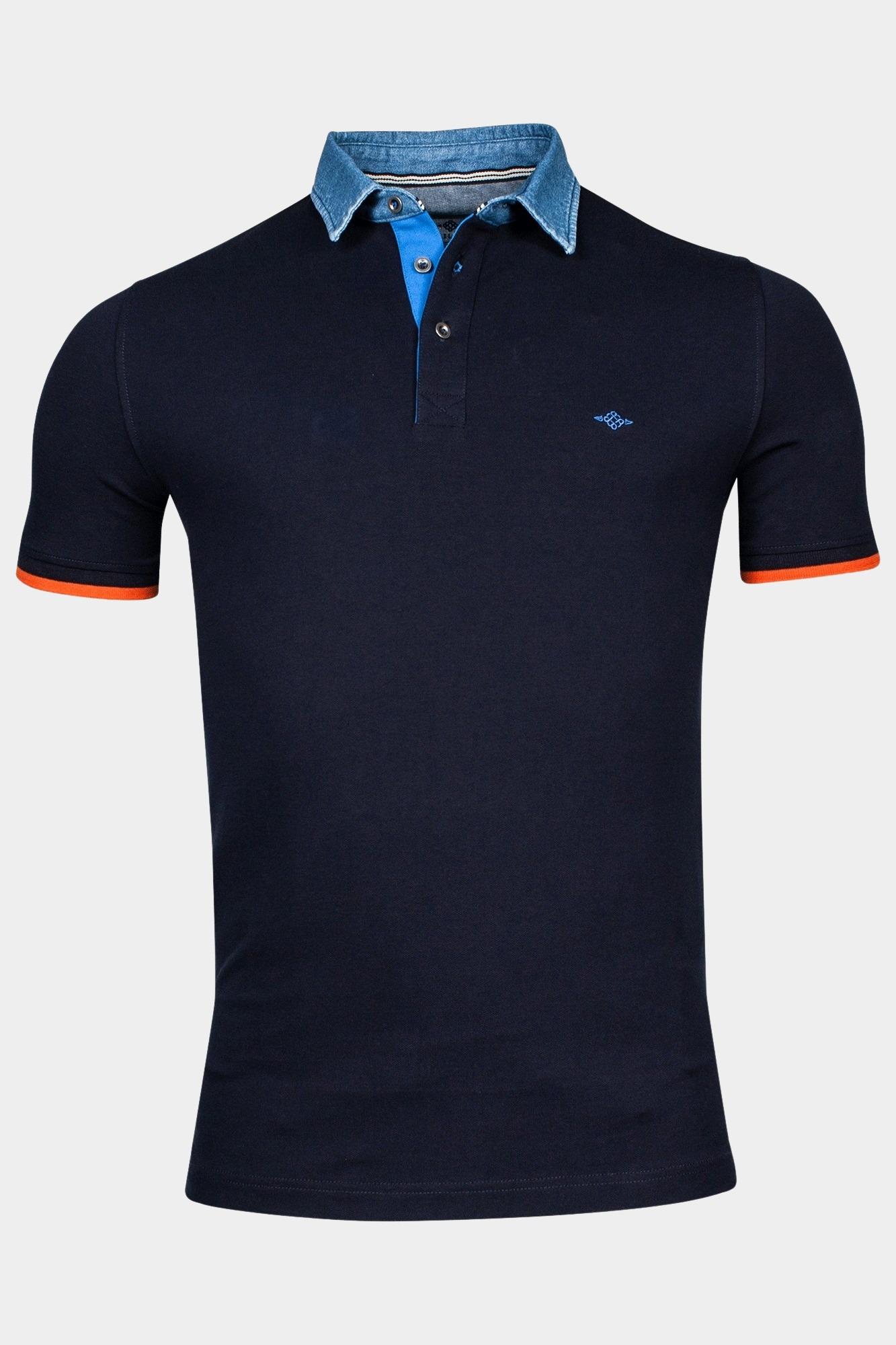 Baileys Polo korte mouw Blauw Poloshirt - with Denim Collar 415290/60