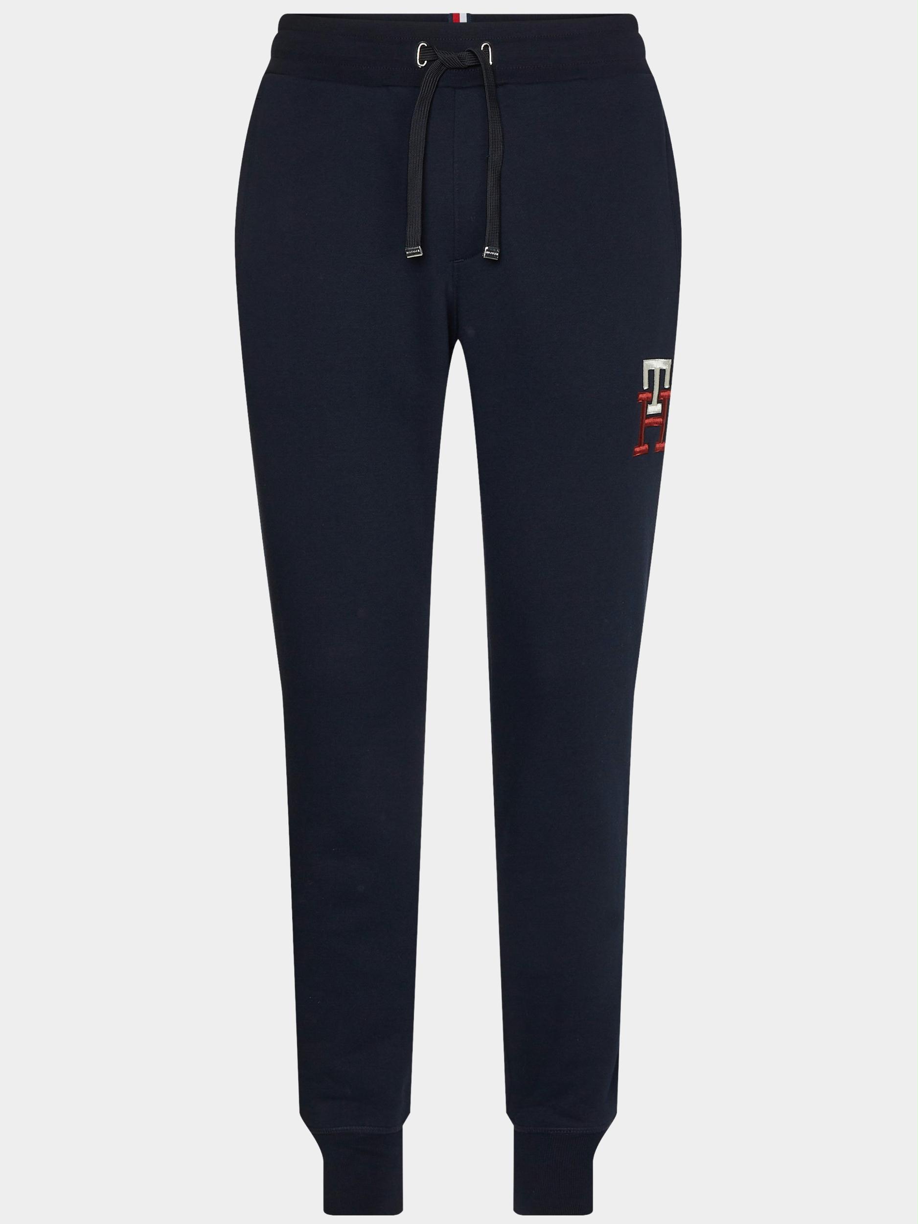 Tommy Hilfiger Katoenen Broek Blauw Essential monogram sweatpant MW0MW28208/DW5