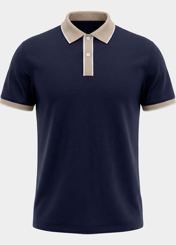 Scotland Blue Polo heren Blauw Tiger Polo Contrast Colar SPE26108TI30SB/4001