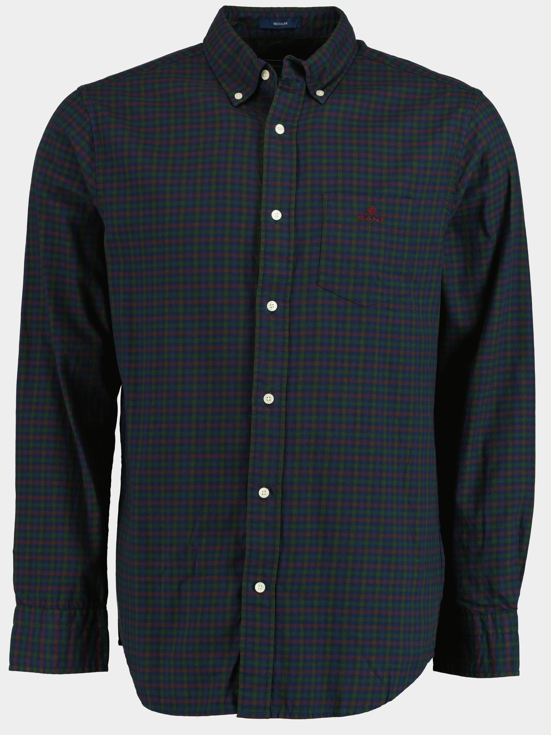 Gant Casual hemd lange mouw Groen D1. Reg Gingham Twill Shirt 3220086/338