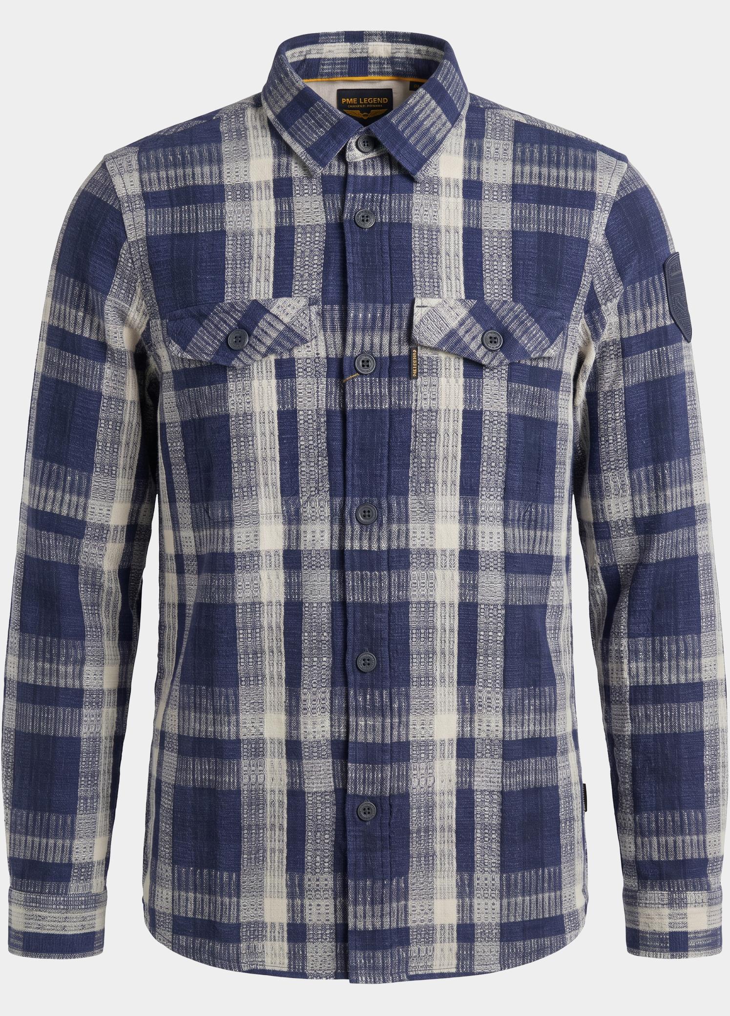 PME Legend Overhemd heren Blauw Long sleeve shirt Yarn Dyed C PSI2610212/5281