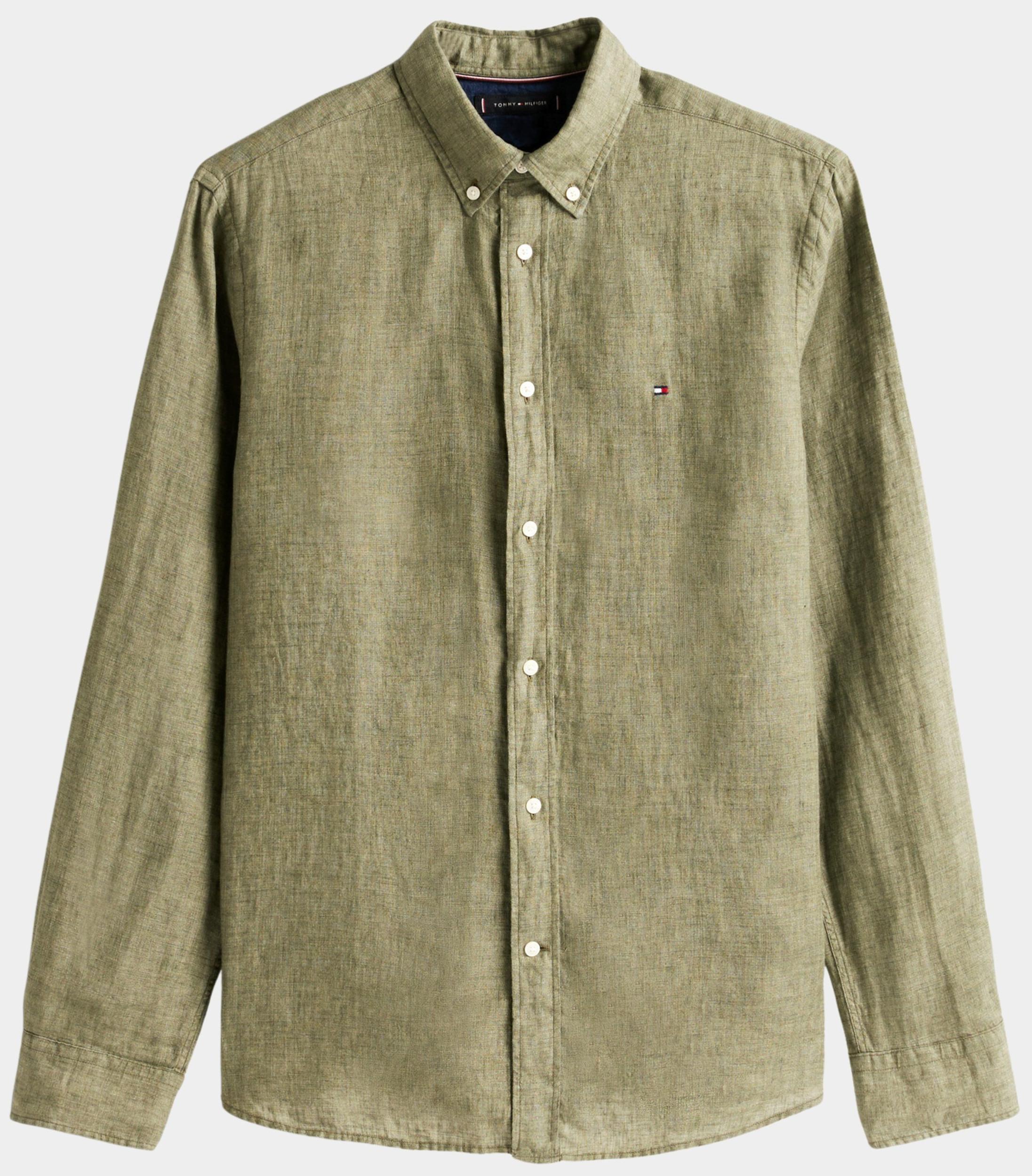 Tommy Hilfiger Casual hemd lange mouw Groen Pigment Dyed LI Solid RF Shirt MW0MW34602/PLI
