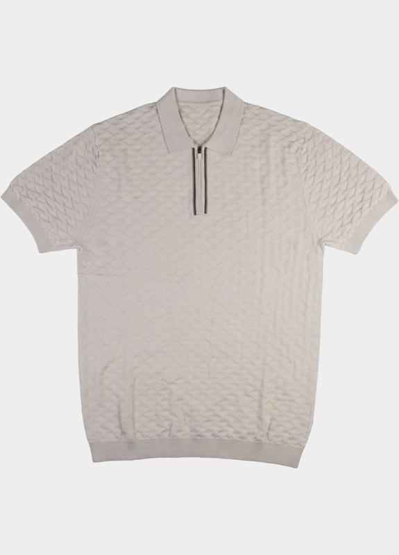R2 Amsterdam Polo korte mouw Beige Zipper Polo Short Sleeve Cott 132.POLO.018/045