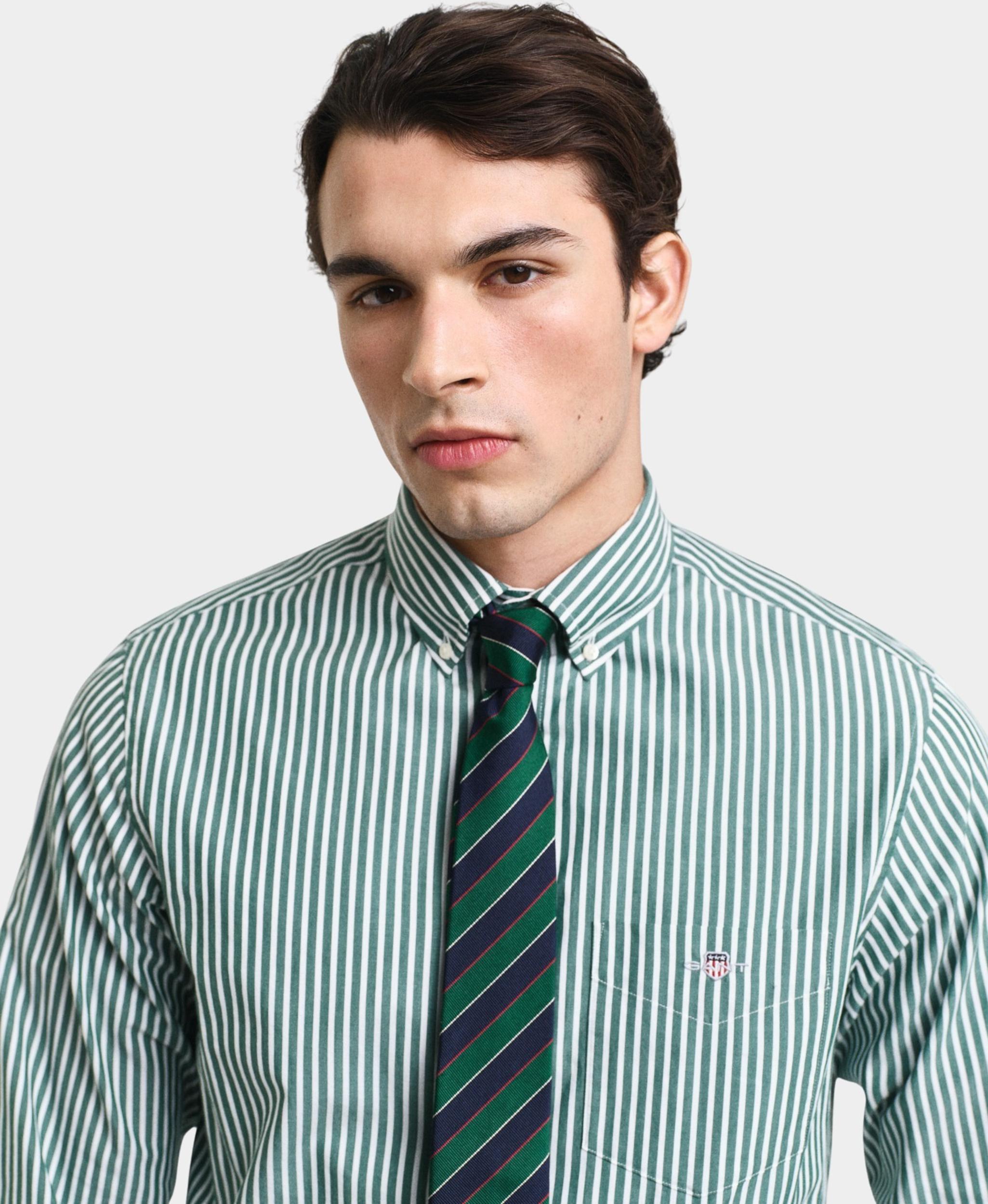 Gant Casual hemd lange mouw Groen REG CLASSIC POPLIN STRIPE SHI 3000130/362