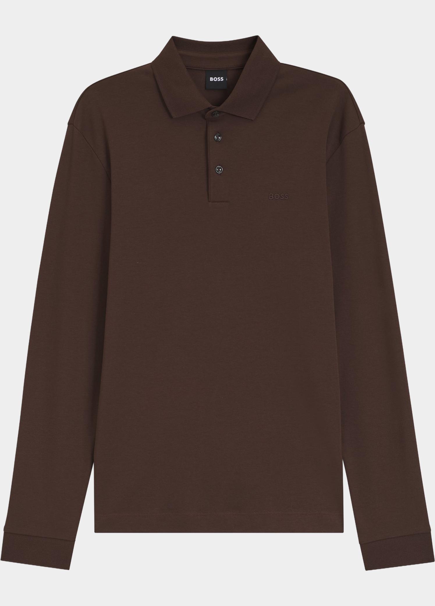 BOSS Black Polo lange mouwen heren Bruin Pado 30 10241542 01 50468392/209