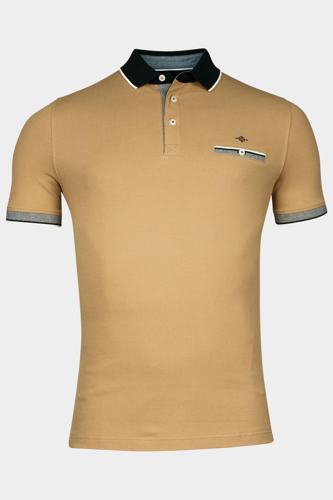 Baileys Polo korte mouw Bruin Poloshirt with chestpocket Pi 515237/83