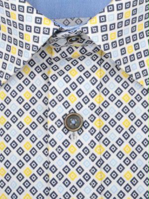 Bos Bright Blue Casual hemd lange mouw Blauw Overhemd donkerblauw print 20107WI08BO/290 navy