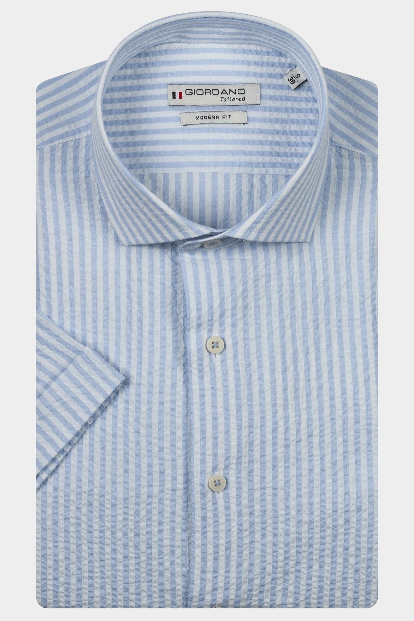 Giordano Casual hemd korte mouw Blauw Front short sleeve cutaway Se 516861/60