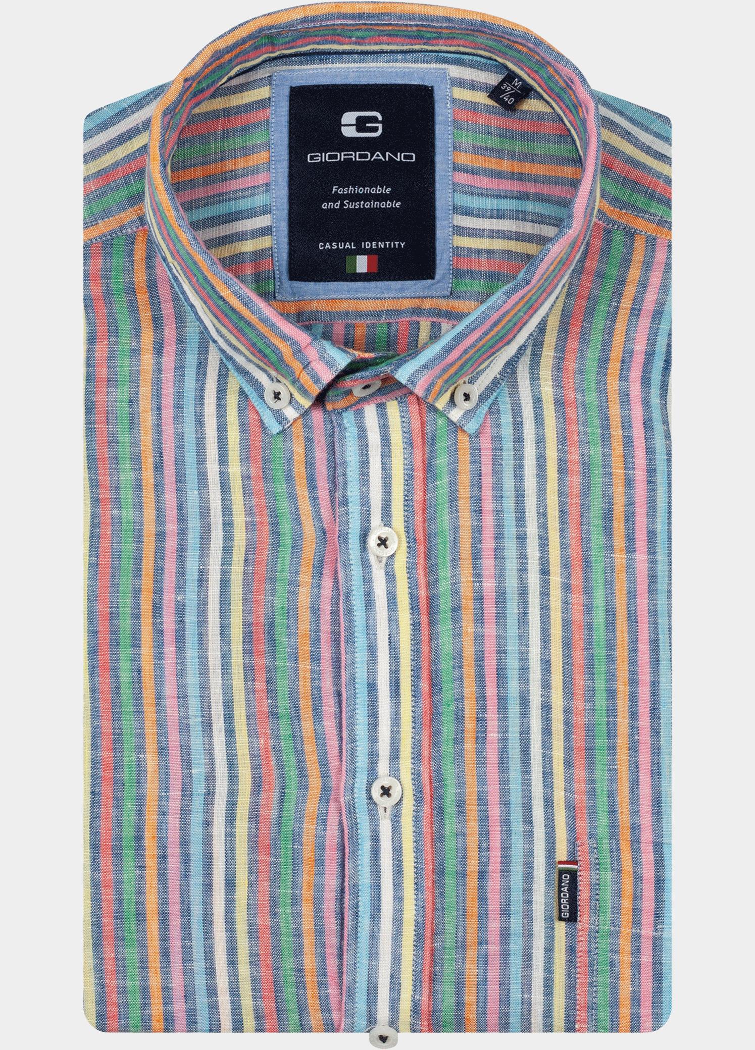 Giordano overhemd korte mouw heren Blauw Marlon Short Sleeve Button Do 616307/60