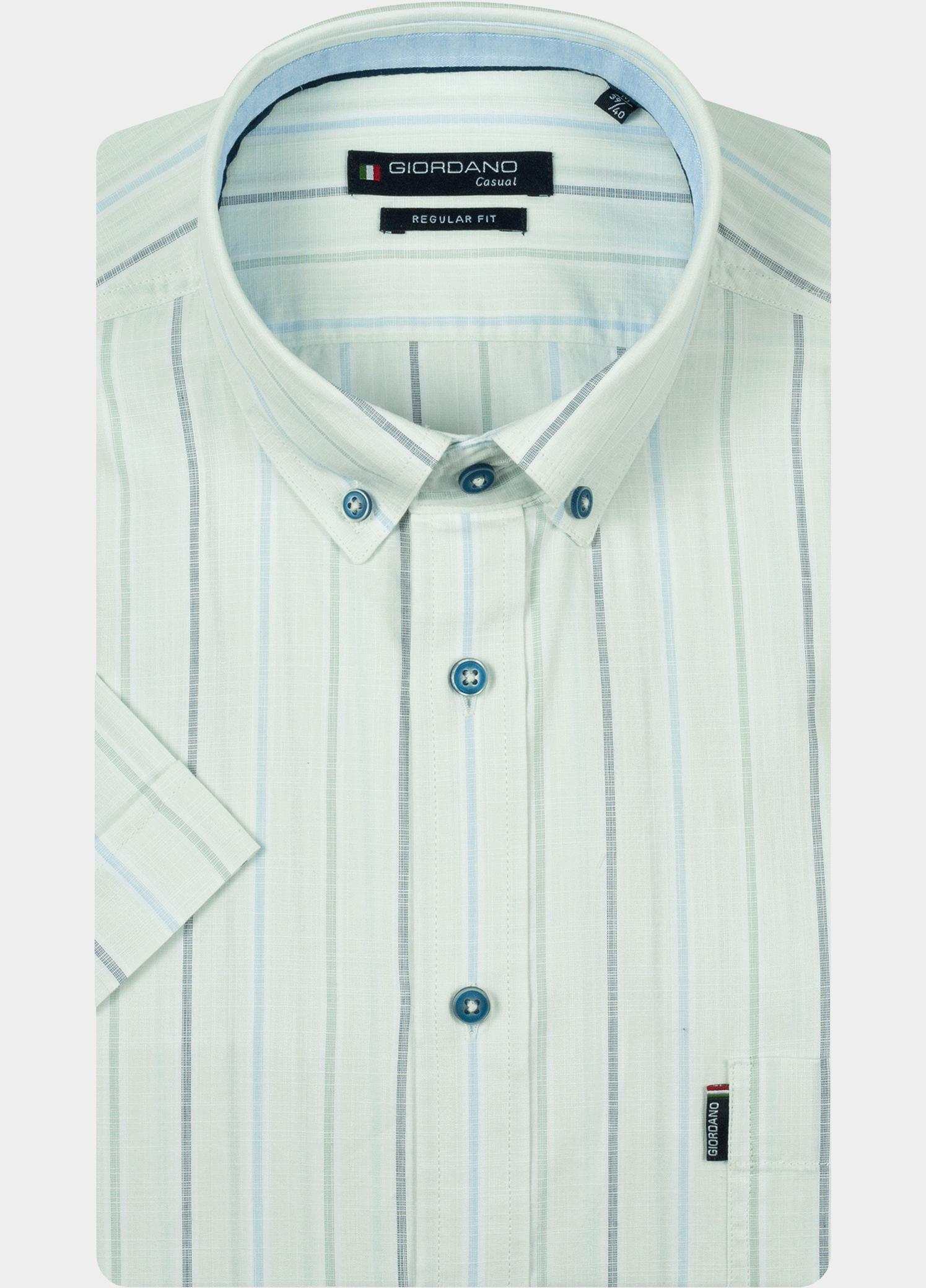Giordano overhemd korte mouw heren Groen League Short Sleeve Button Do 616141/71