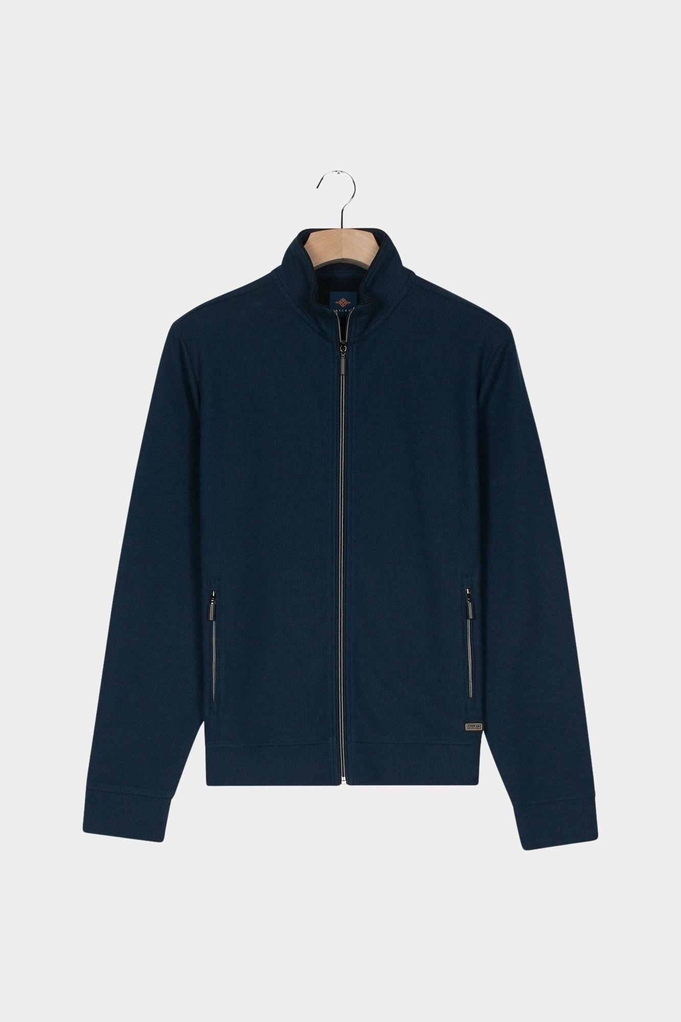 Baileys Vest Blauw Sweat Cardigan Zip  Jacquard 522256/67