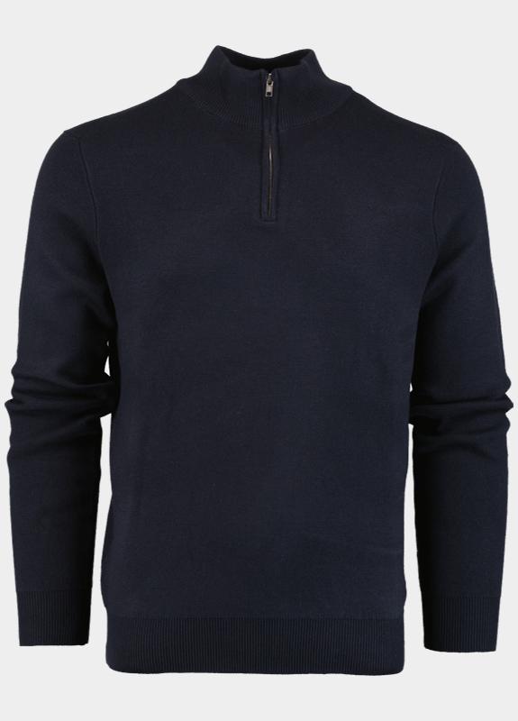 Bos Pullover Blauw Half Zip Polyblend 4053225/205