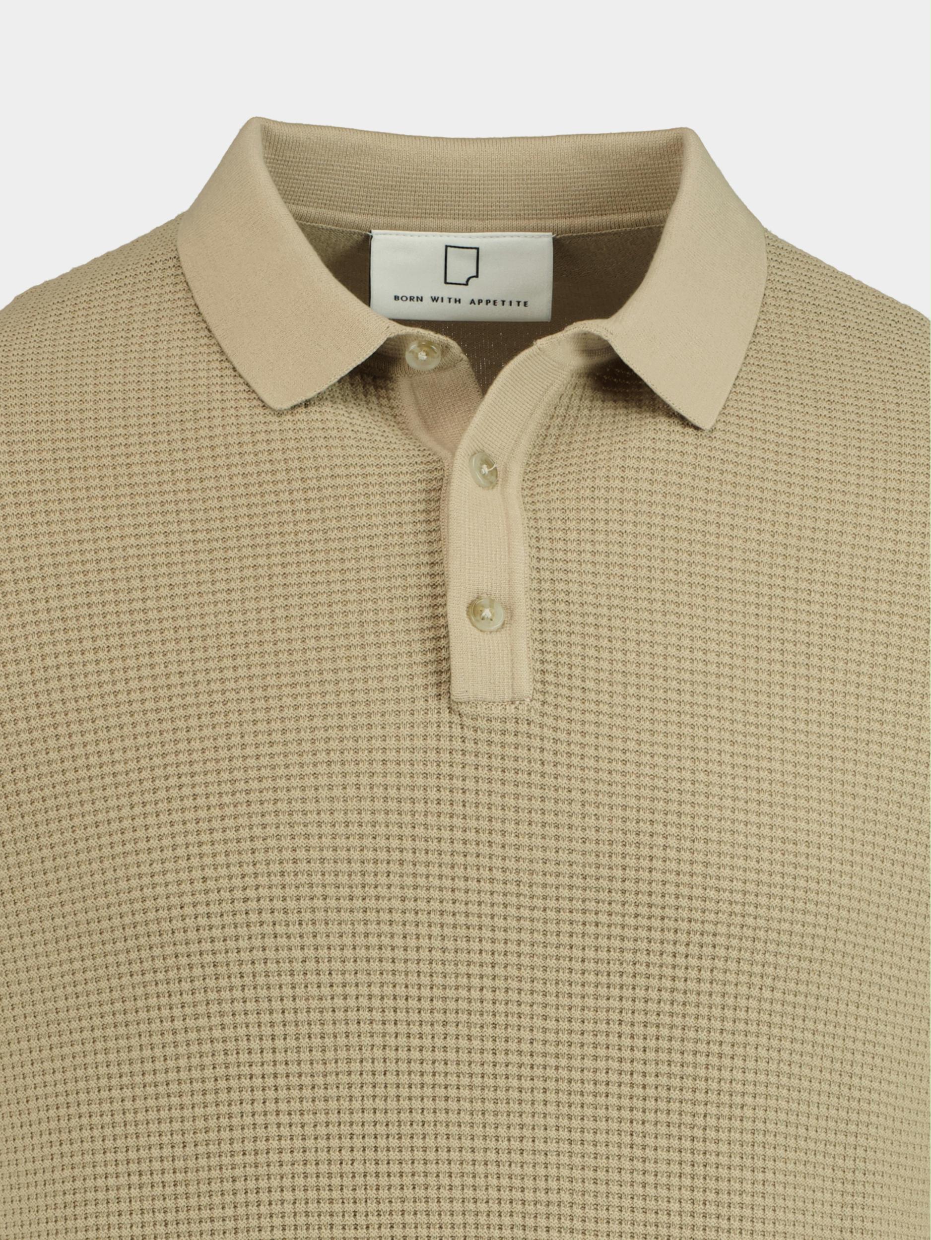 Born With Appetite Polo lange mouw Beige Magnus - Polo Ls Fancy Knit 22108MA17/820 sand