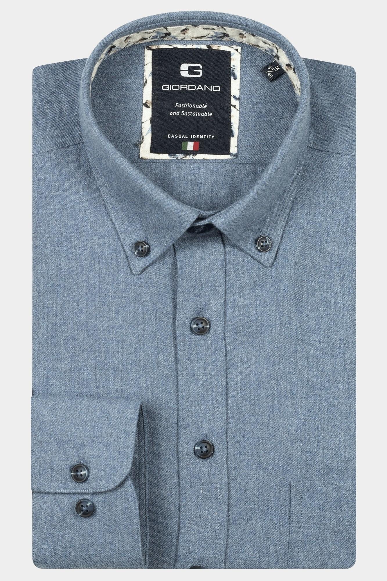 Giordano Casual hemd lange mouw Blauw Brando long sleeve button dow 527006/63