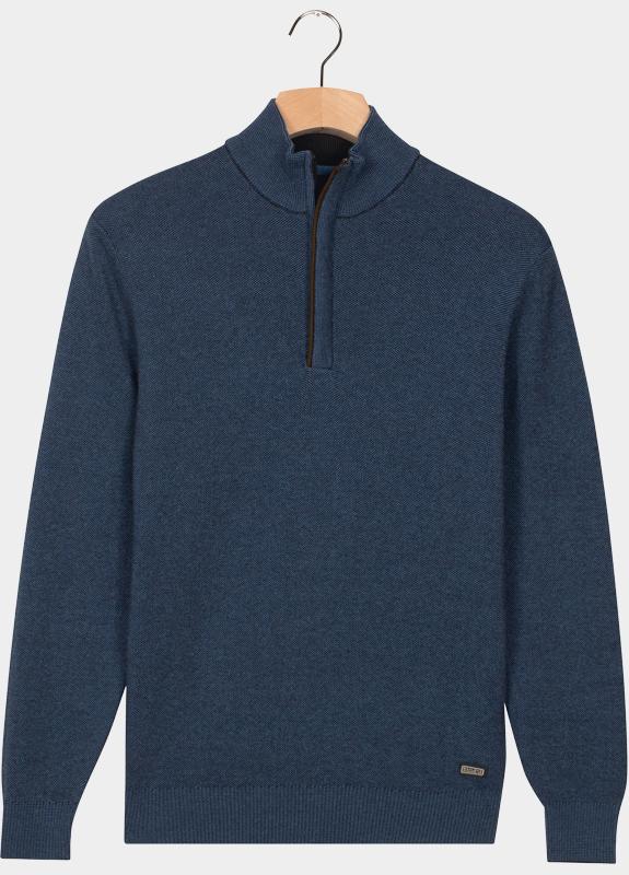 Baileys Half Zip Blauw Pullover 1/2 Zip  all-over 2- 528309/655