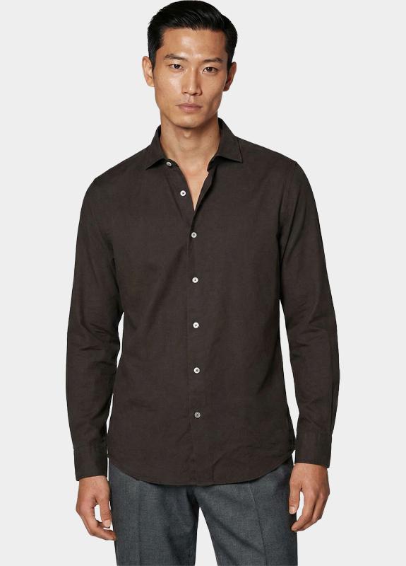 Born With Appetite Overhemd heren Bruin Avenue Li-co Ws Plain Shirt L BWA26107AV01/2004