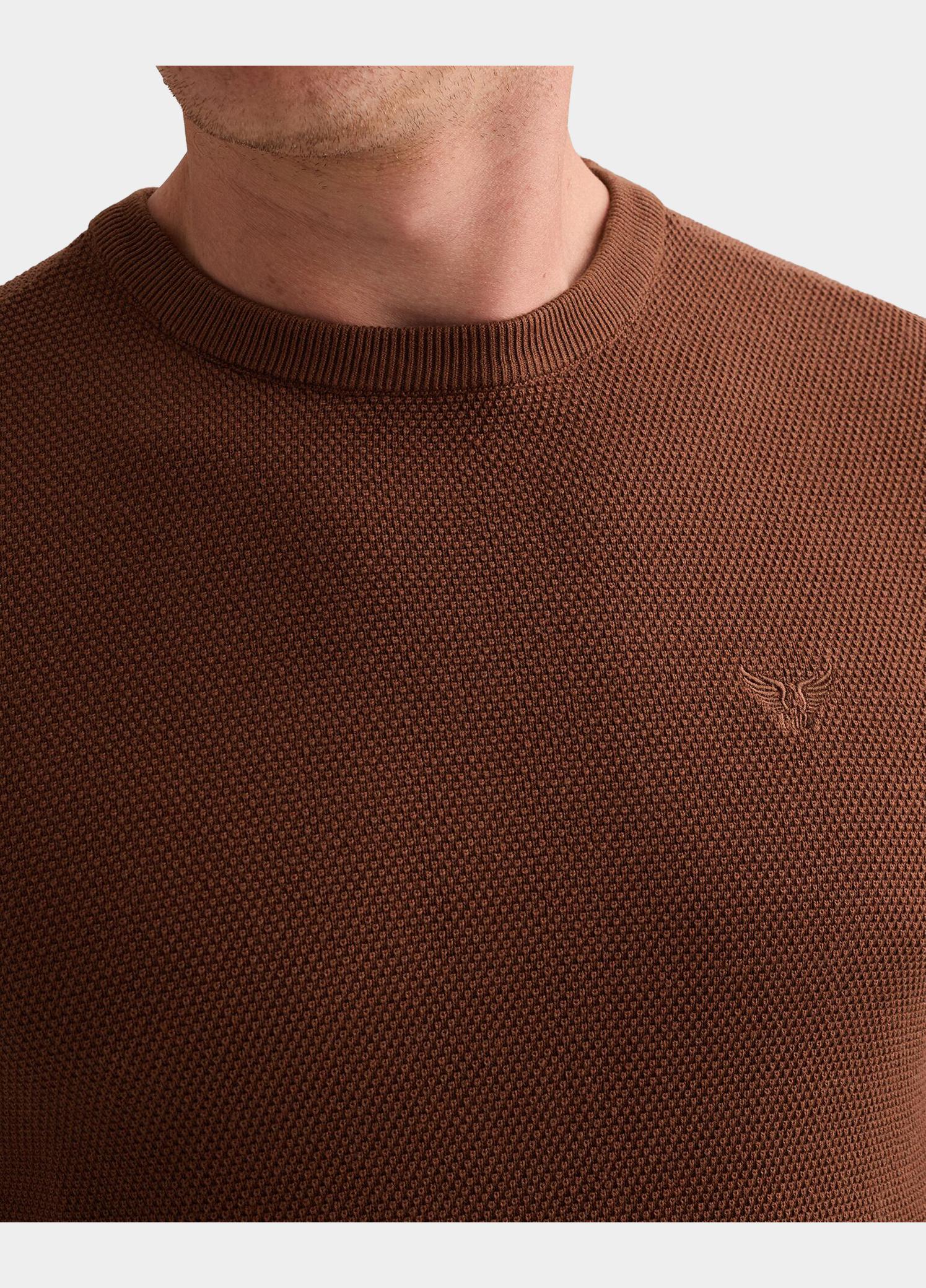 PME Legend Pullover heren Bruin R-neck cotton modal PKW2608324/8187