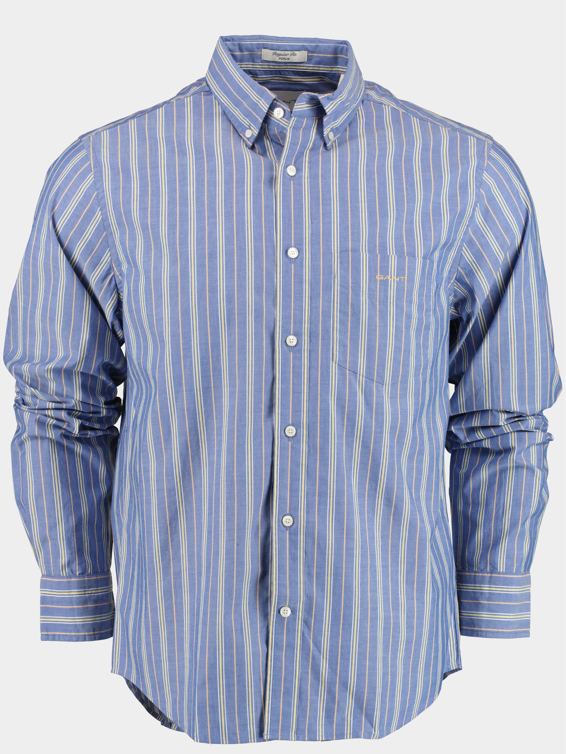 Gant Casual hemd lange mouw Blauw reg ut poplin stripe shirt 3230146/436