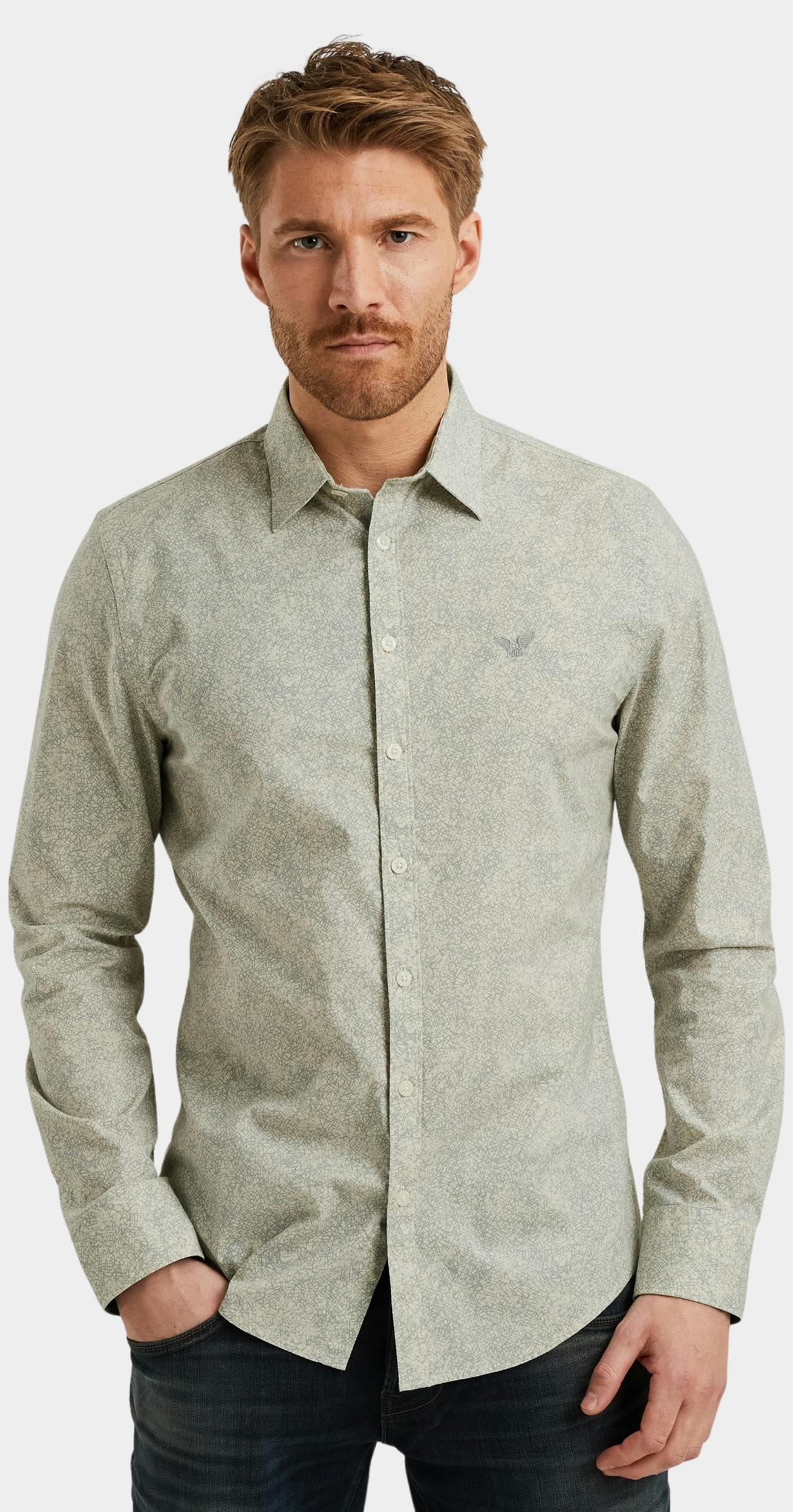 PME Legend Casual hemd lange mouw Groen LONG SLEEVE SHIRT Print on Ct PSI2508211/7011