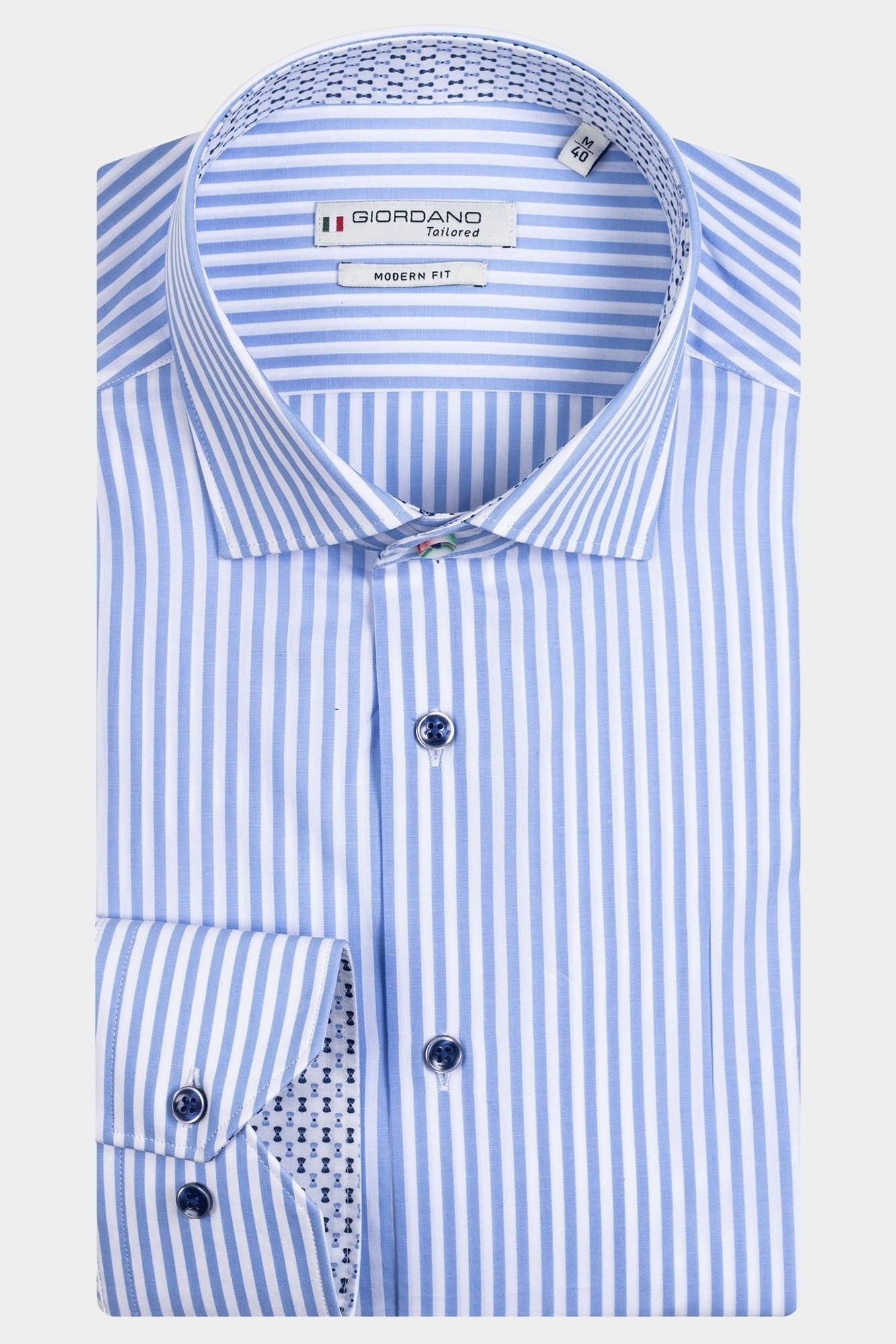 Giordano Casual hemd lange mouw Blauw Maggiore, LS Semi Cutaway Sol 327897/61