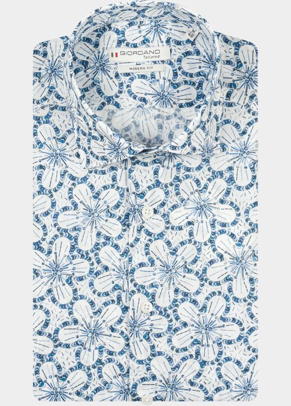 Giordano Overhemd heren Blauw Locarno Long Sleeve Semi Cuta 617871/60
