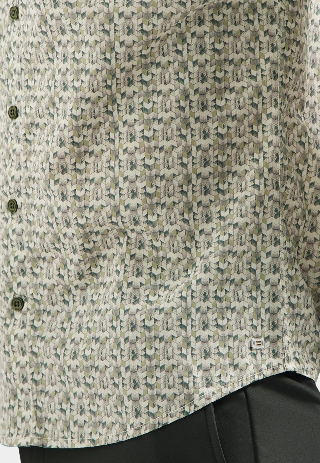 No Excess Casual hemd lange mouw Groen Shirt Stretch Allover Printed 29450708/052