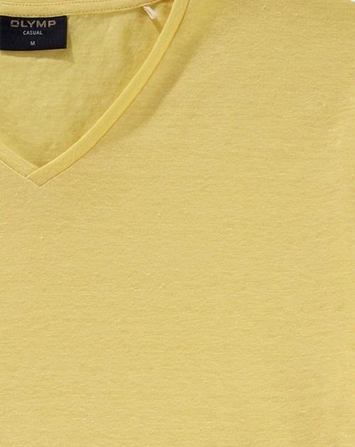 Olymp T-shirt korte mouw Geel Linen V-Neck T-Shirt 561552/51