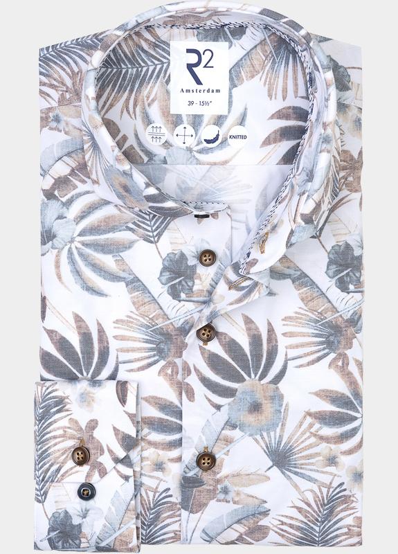 R2 Amsterdam Casual hemd lange mouw Beige Widespread 132.WSP.059/045