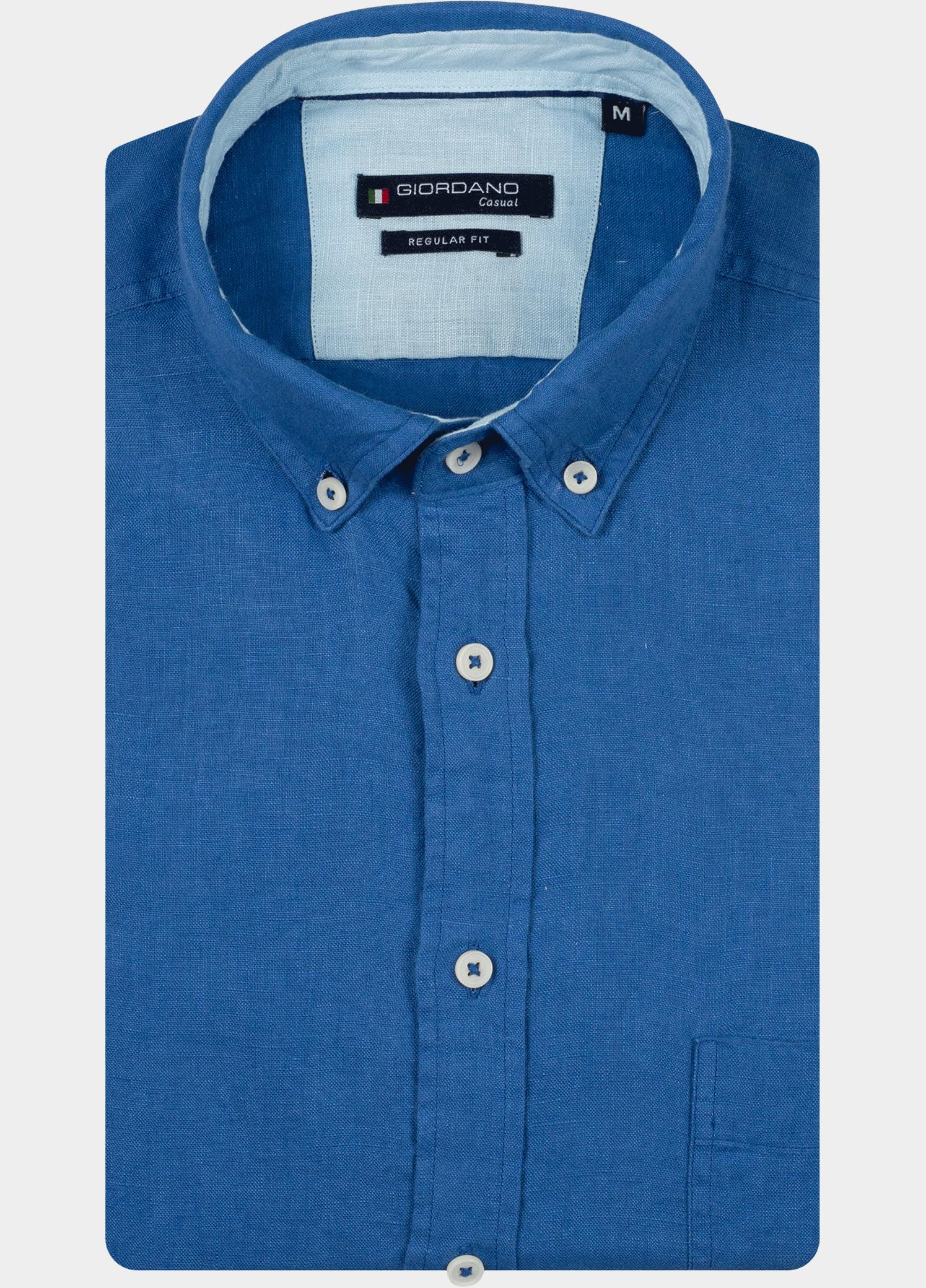Giordano overhemd korte mouw heren Blauw League Short Sleeve Button Do 616009/63