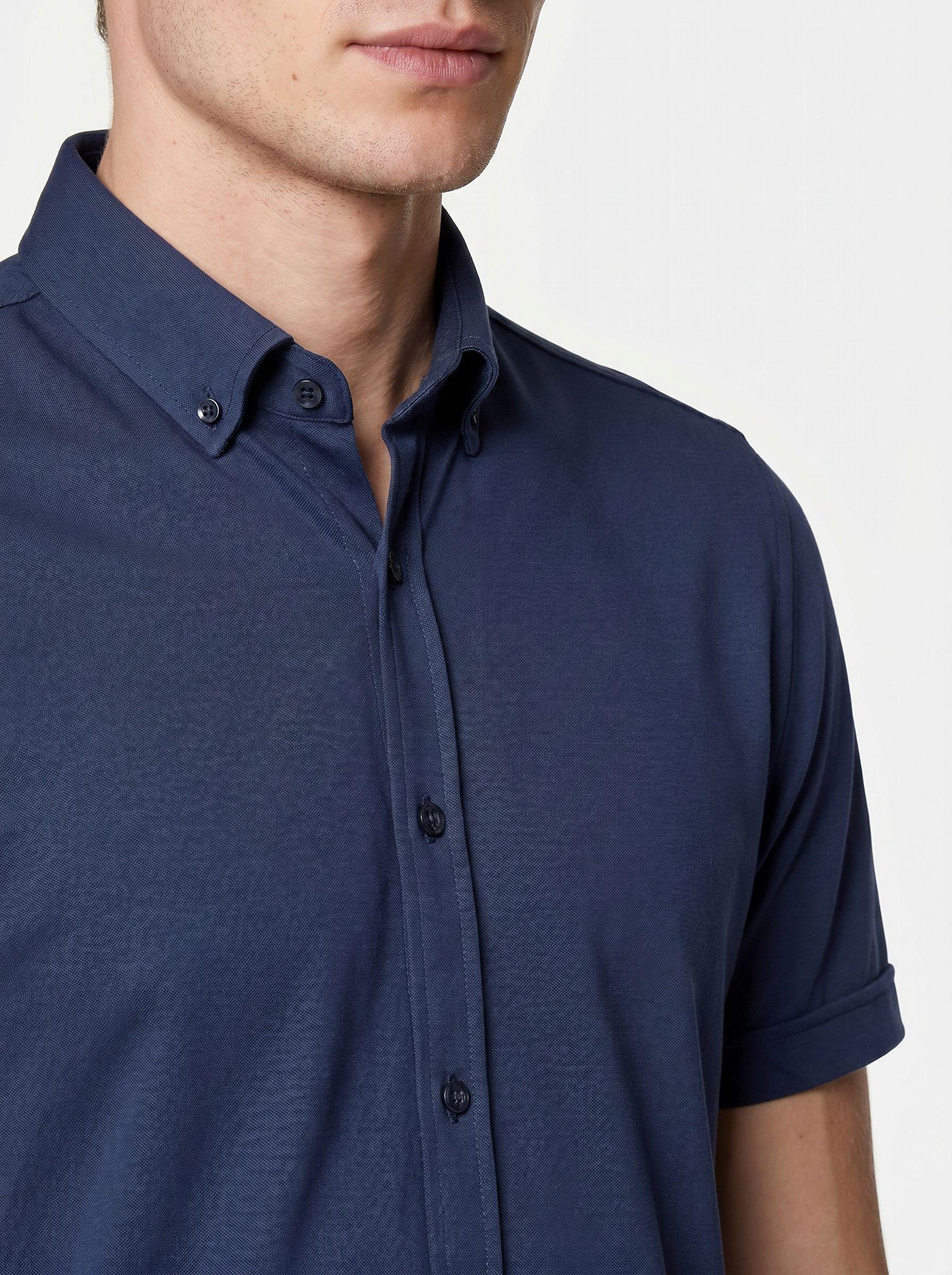 Bos overhemd korte mouw heren Blauw easy care kwaliteit 3507/navy