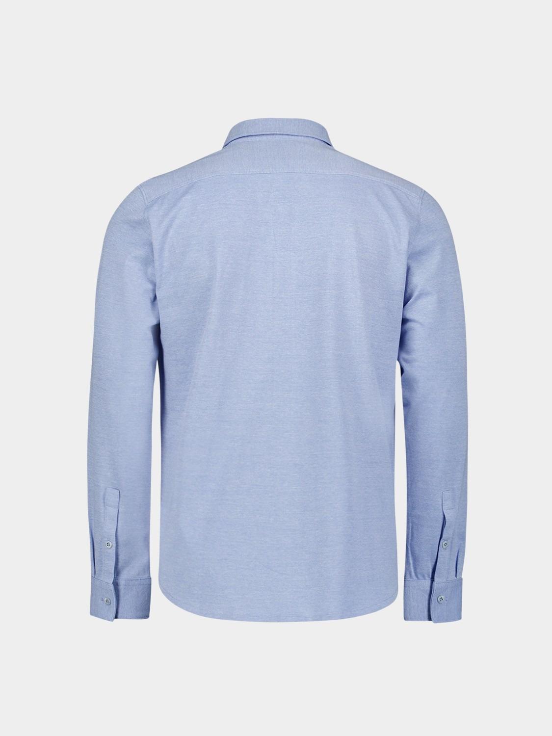 No Excess Casual hemd lange mouw Blauw Shirt Jersey Pique Stretch N4186/166