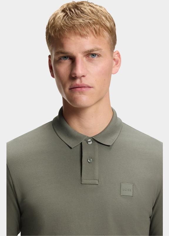 BOSS Orange Polo lange mouw Grijs Passerby 10256683 01 50507704/076