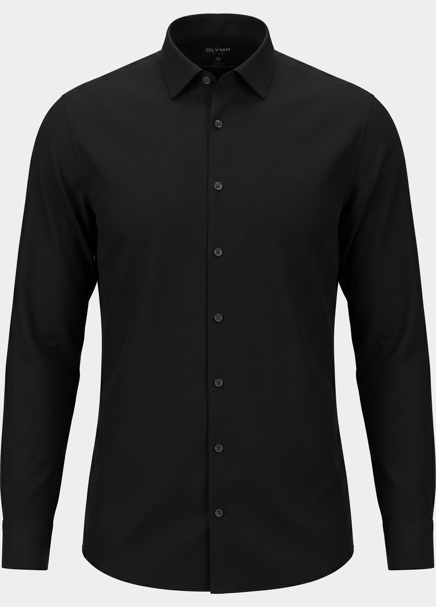 Olymp Business hemd lange mouw Zwart extra slim fit van jersey 250374/68