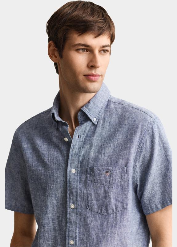 Gant overhemd korte mouw heren Blauw Overoverhemd met korte mouwen 3250083/442