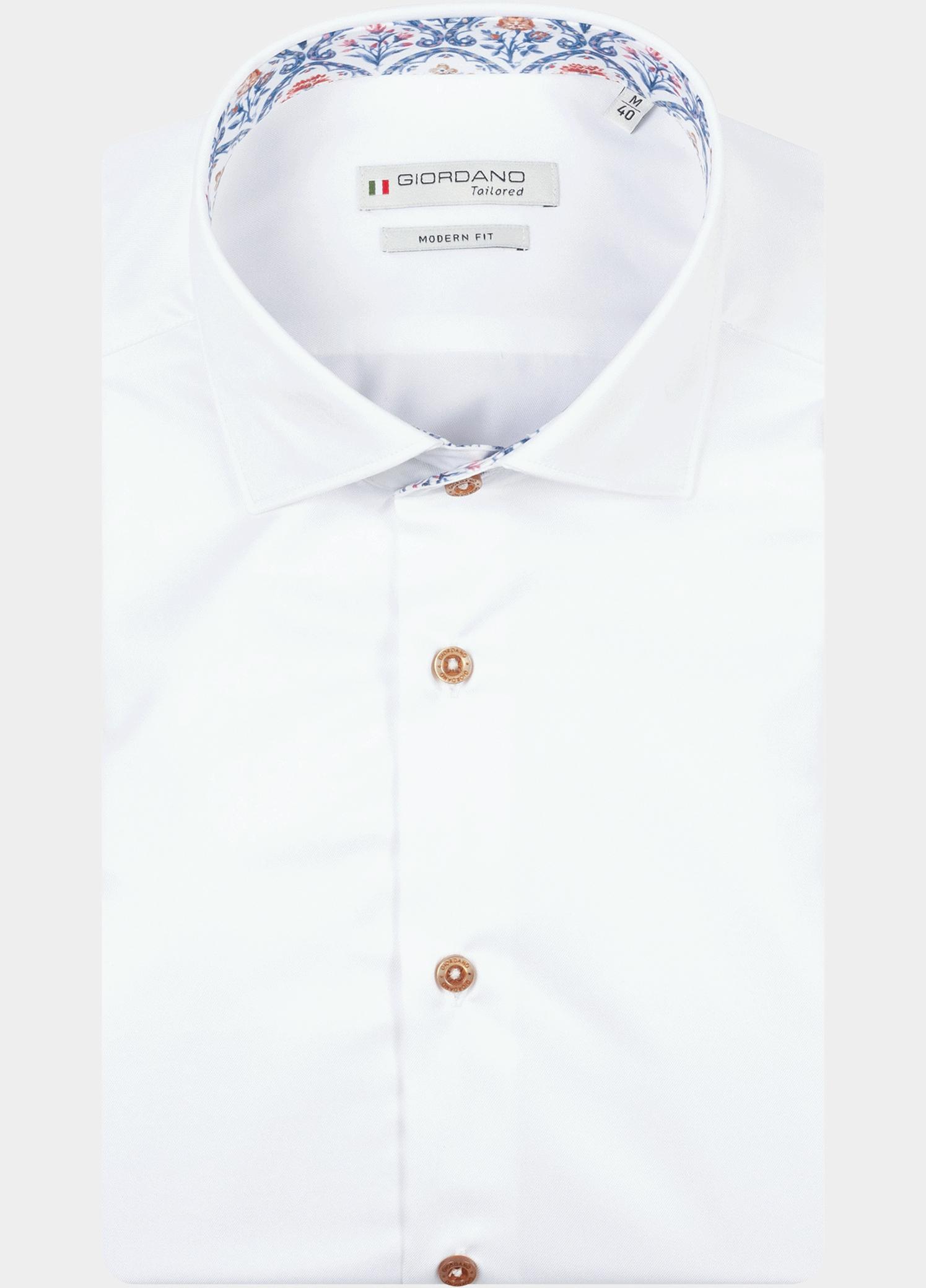 Giordano Overhemd heren Wit Locarno Row Long Sleeve Semi 617818/10