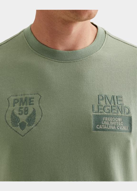 PME Legend T-shirt korte mouw Groen Short sleeve r-neck flat waff PTSS2604576/6123