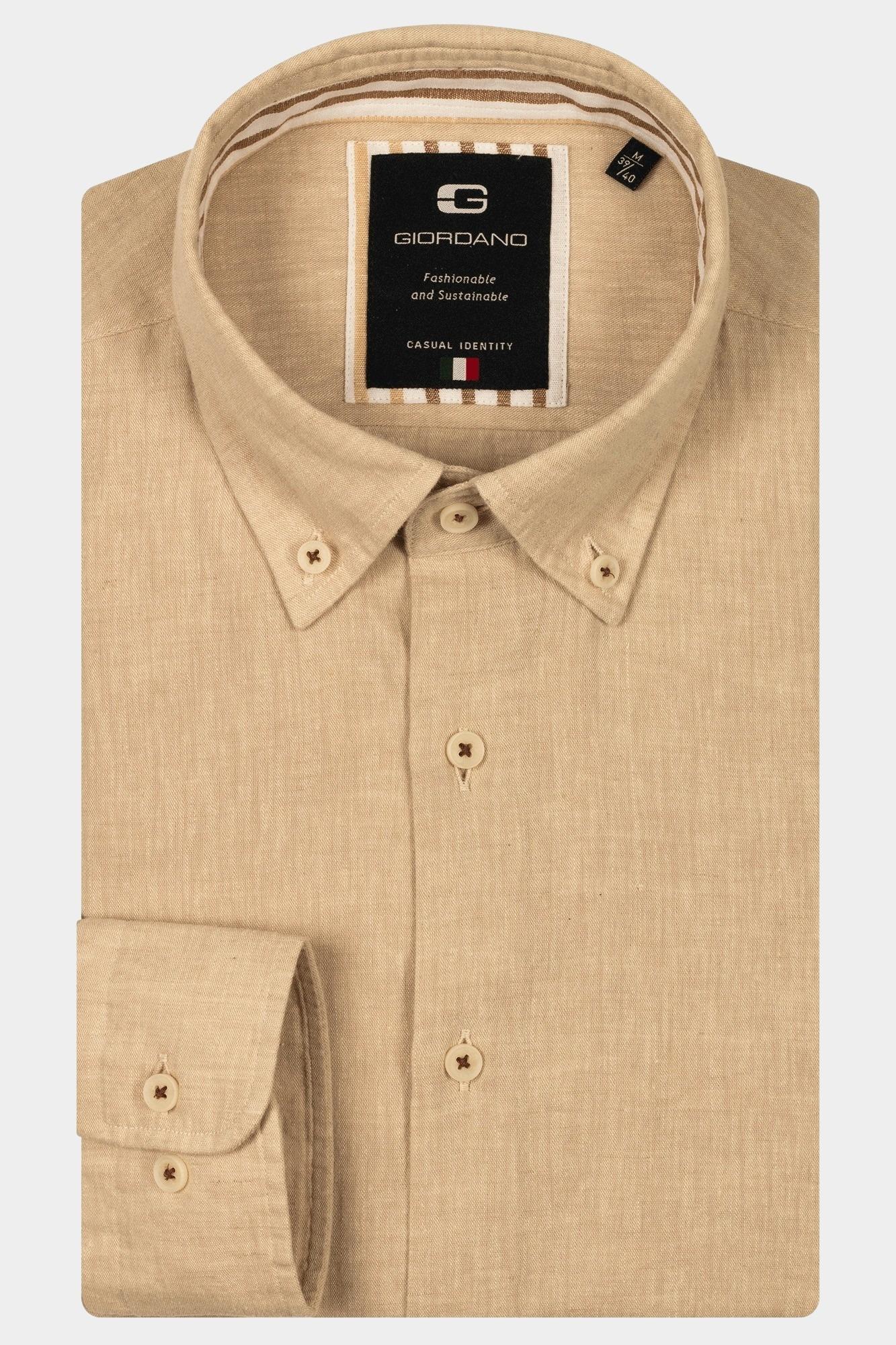 Giordano Casual hemd lange mouw Bruin Loretto long sleeve button do 517818/80