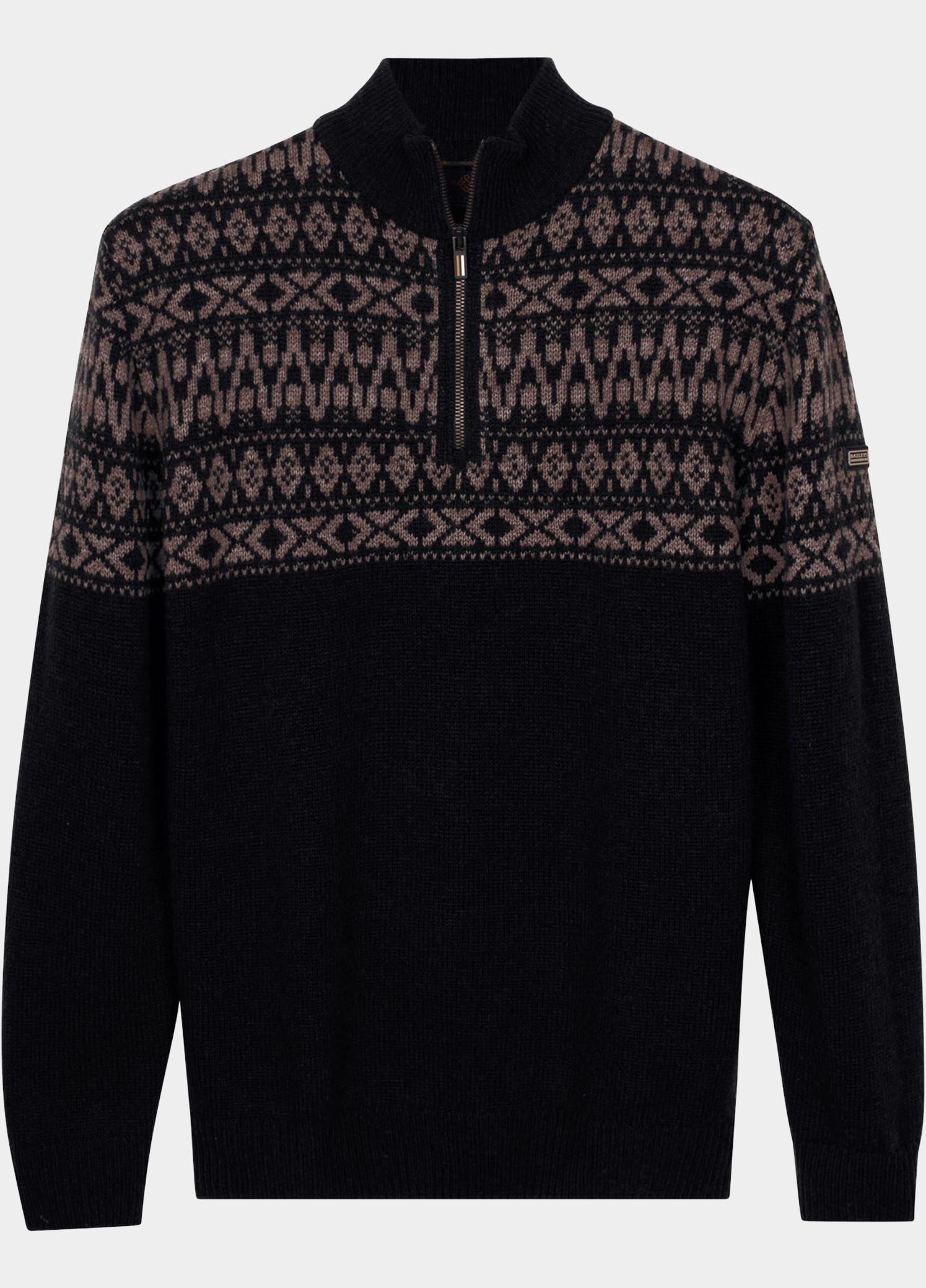 Baileys Half Zip Grijs 10gg, Nordic Knit Jacquard at 628428/98