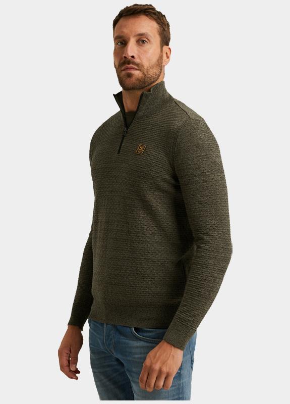 PME Legend Half Zip Groen Half zip collar cotton moulin PKW2510301/6389
