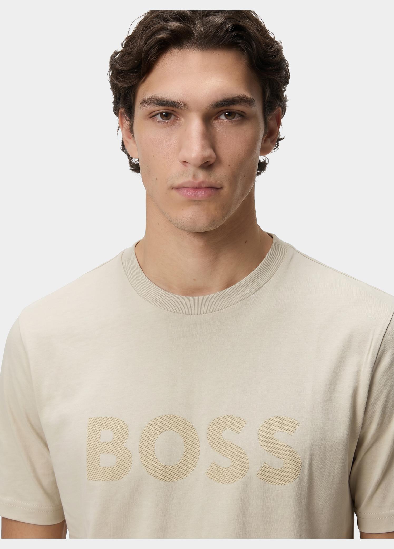 BOSS Green T-shirt heren Beige TS_Iconic Logo 10273332 01 50553636/272