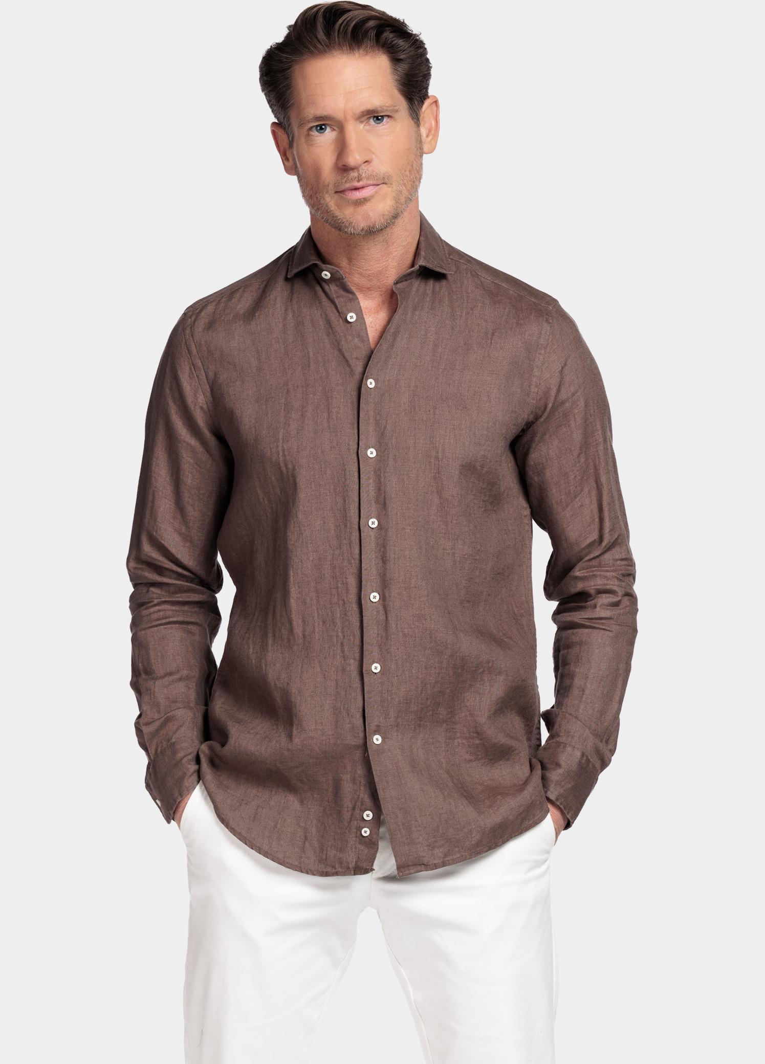 Giordano Overhemd heren Bruin Row Long Sleeve Cutaway Soft 617811/80